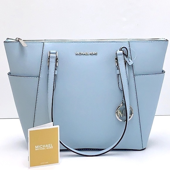 MICHAEL KORS CHARLOTTE LARGE TOP ZIP TOTE VISTA BLUE COLOR MK - Picture 3 of 16